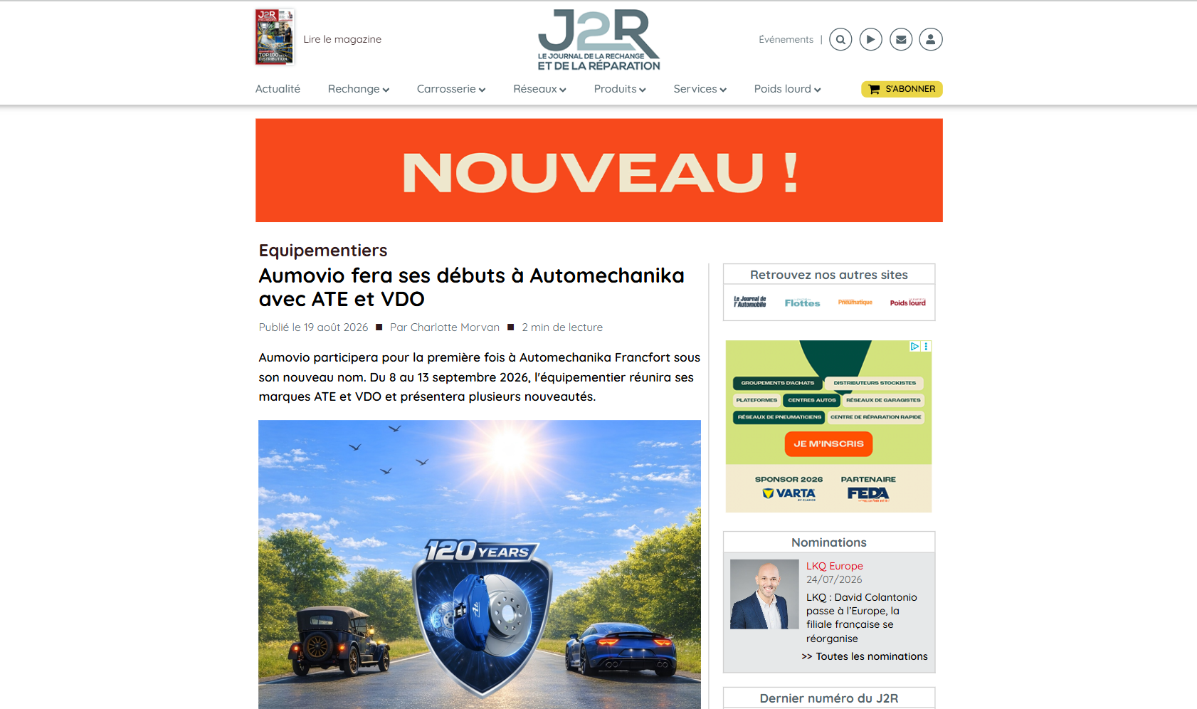 Aumovio fera ses débuts à Automechanika avec ATE | VDO