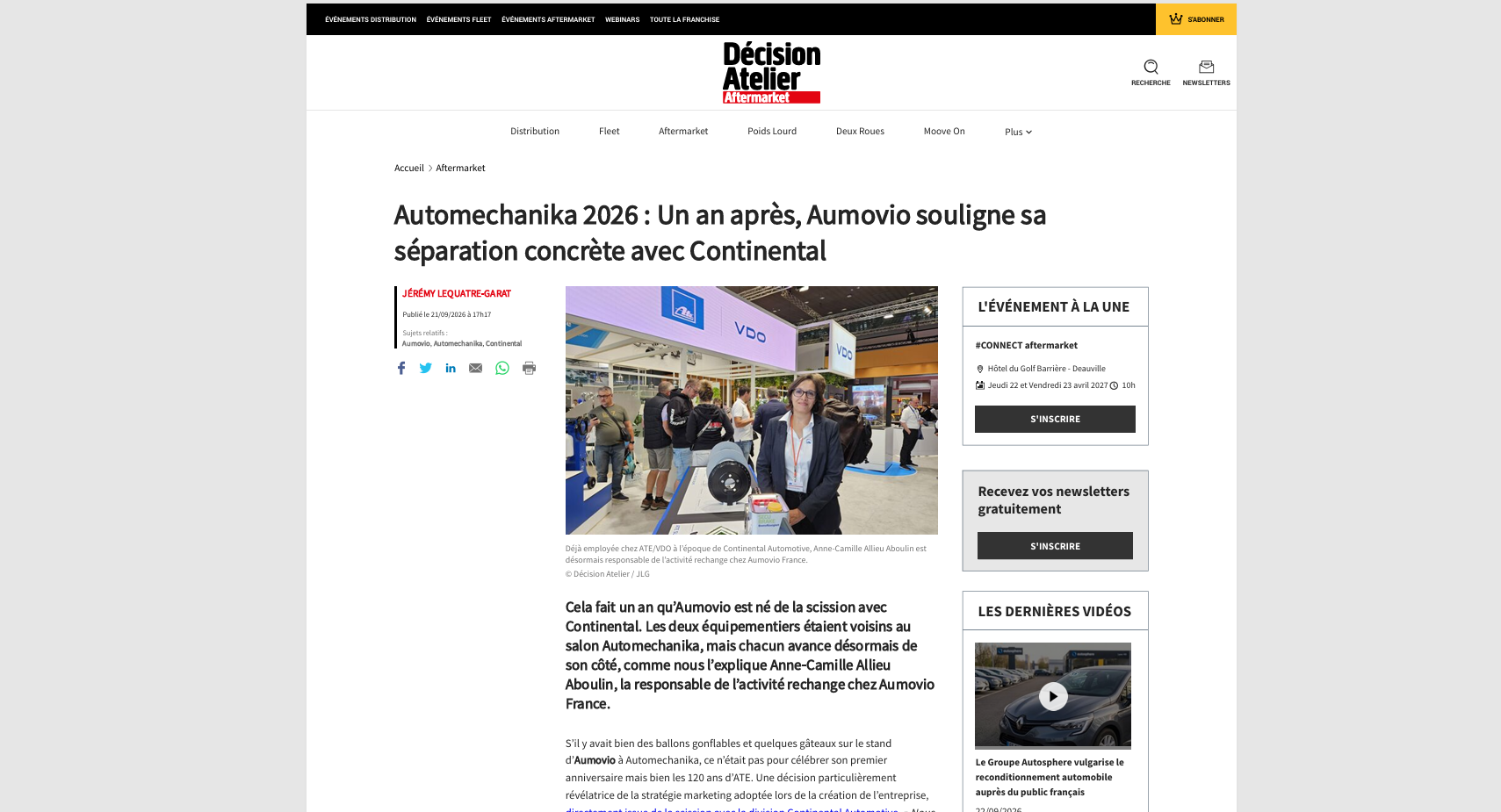 Automechanika 2026 : Un an après, Aumovio souligne sa séparation concrète avec Continental